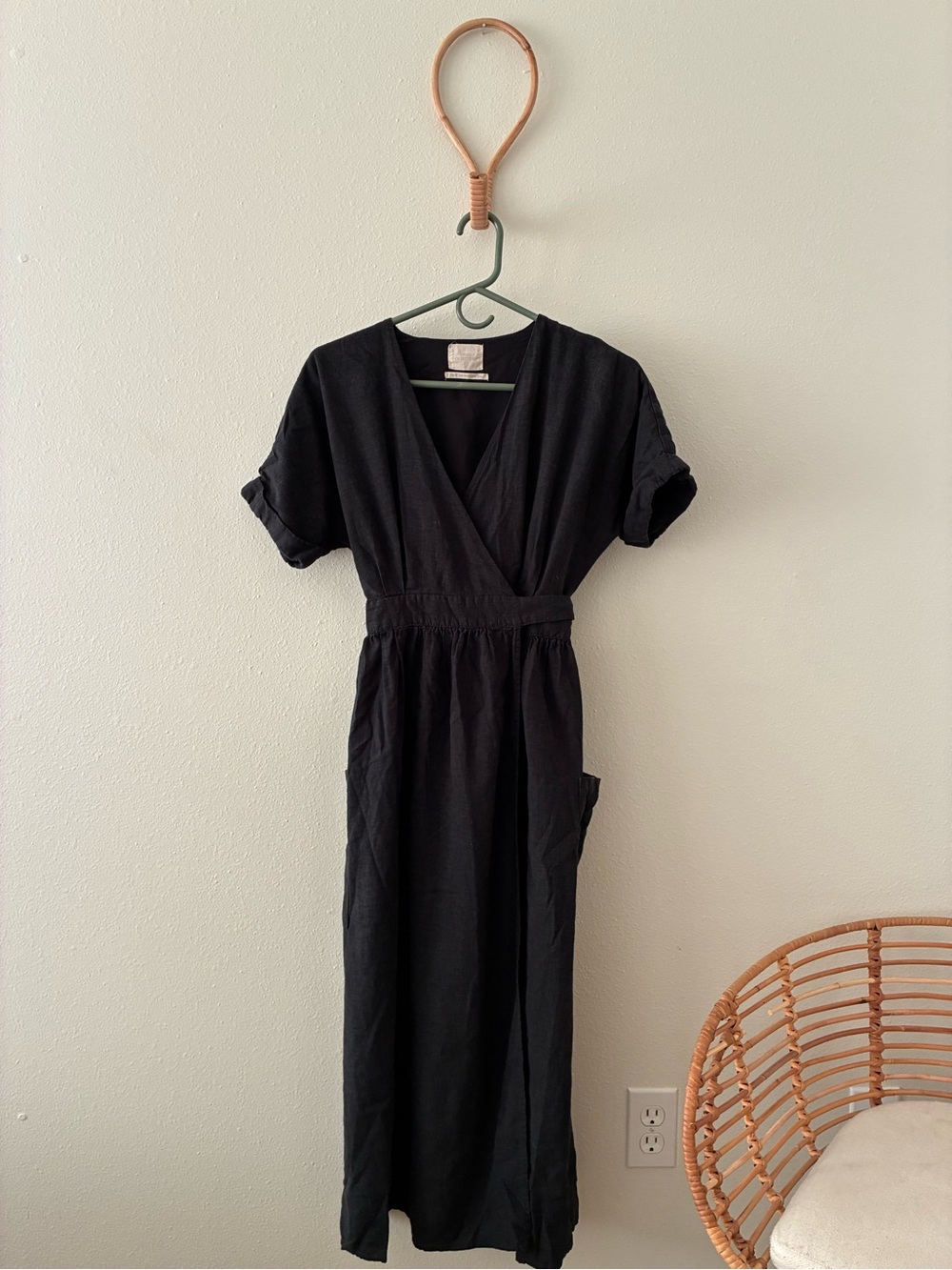 Urban Outfitters Wrap Style Midi Dress in Black
